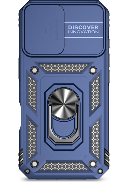 iPhone 16 Plus Kılıf Halkalı Kickstand Pc+Tpu Telefon Koruyucu Sürgülü Kamera Kapağı-Mavi (Yurt Dışından) fiyatları