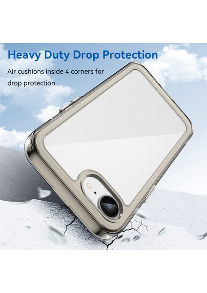 iPhone 16E Şeffaf Arka Kılıf Renkli Çerçeve Tpu+Akrilik Telefon Kılıfı-Şeffaf Gri (Yurt Dışından) fiyatları