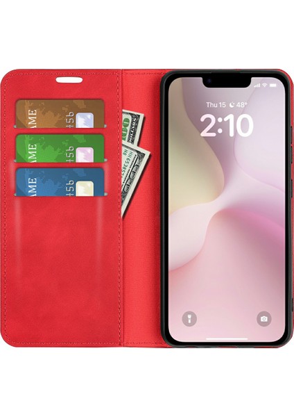 iPhone 16E Kılıf Cilt Dokunmatik Deri Cüzdan Telefon Kılıfı-Kırmızı (Yurt Dışından) fiyatları