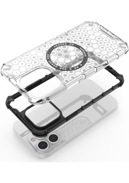 iPhone 14 Pro Max Kılıf Honeycomb Tpu+Pc Telefon Kılıfı Magsafe-Green ile Uyumlu (Yurt Dışından) fiyatları