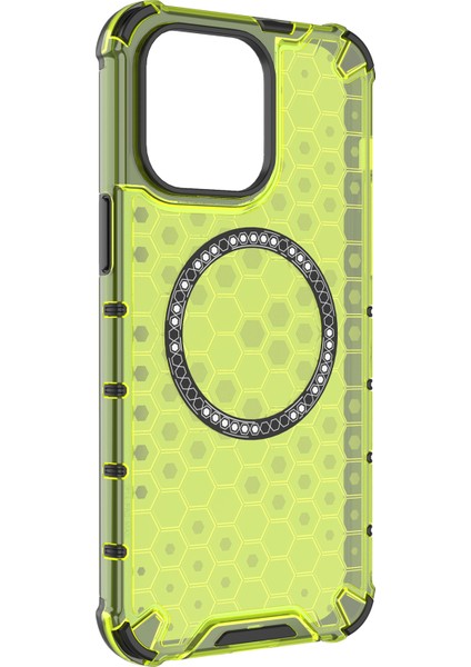 iPhone 14 Pro Max Kılıf Honeycomb Tpu+Pc Telefon Kılıfı Magsafe-Green ile Uyumlu (Yurt Dışından) modelleri