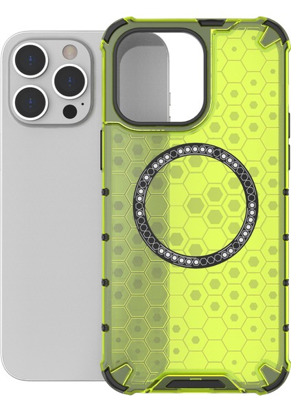 iPhone 14 Pro Max Kılıf Honeycomb Tpu+Pc Telefon Kılıfı Magsafe-Green ile Uyumlu (Yurt Dışından) fırsatları