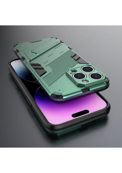 iPhone 16 Pro Max Kılıf Pc+Tpu Darbeye Dayanıklı Telefon Kılıfı Kickstand Ile-Yeşil (Yurt Dışından) indirimleri