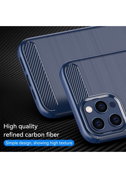 1.8mm Parmak Izi Dayanıklı Karbon Fiber Fırçalanmış Doku Arka Kılıf Esnek Tpu Kapak iPhone 12 Pro Max 6.7 Inç-Mavi (Yurt Dışından) fiyatları