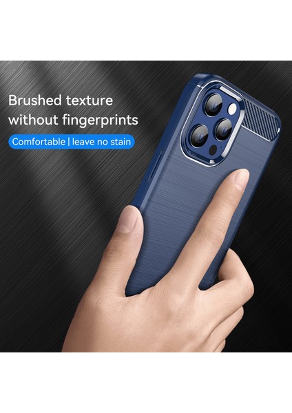 1.8mm Parmak Izi Dayanıklı Karbon Fiber Fırçalanmış Doku Arka Kılıf Esnek Tpu Kapak iPhone 12 Pro Max 6.7 Inç-Mavi (Yurt Dışından) modelleri
