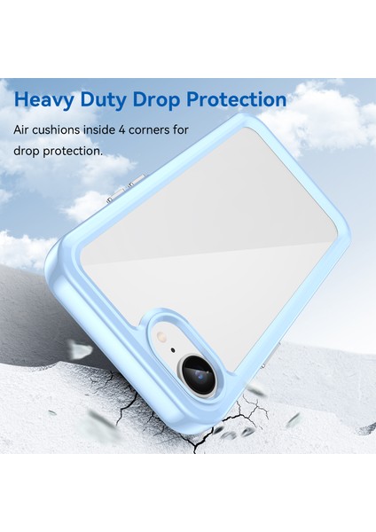 iPhone 16E Şeffaf Arka Kılıf Renkli Çerçeve Tpu+Akrilik Telefon Kılıfı-Mavi (Yurt Dışından) fiyatları