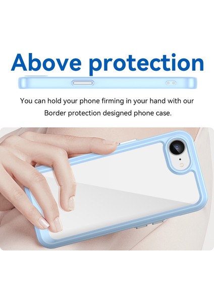 iPhone 16E Şeffaf Arka Kılıf Renkli Çerçeve Tpu+Akrilik Telefon Kılıfı-Mavi (Yurt Dışından) modelleri