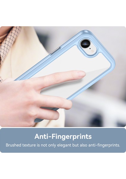 iPhone 16E Şeffaf Arka Kılıf Renkli Çerçeve Tpu+Akrilik Telefon Kılıfı-Mavi (Yurt Dışından) fırsatları