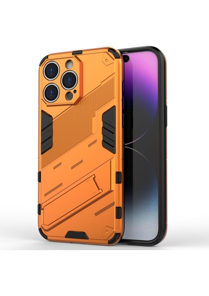 iPhone 16 Pro Kılıf Pc+Tpu Darbeye Dayanıklı Telefon Kılıfı Kickstand Ile-Turuncu (Yurt Dışından)