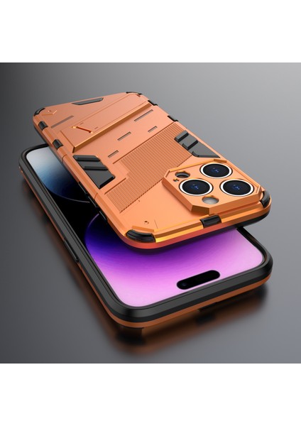 iPhone 16 Pro Kılıf Pc+Tpu Darbeye Dayanıklı Telefon Kılıfı Kickstand Ile-Turuncu (Yurt Dışından) indirimleri