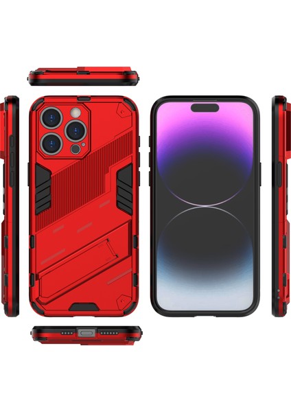 iPhone 16 Pro Kılıf Pc+Tpu Darbeye Dayanıklı Telefon Kılıfı Kickstand Ile-Kırmızı (Yurt Dışından) fırsatları