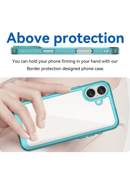 iPhone 16 Kılıf Tpu+Akrilik Telefon Kılıfı Çizilmez Koruyucu-Şeffaf Mavi (Yurt Dışından) modelleri