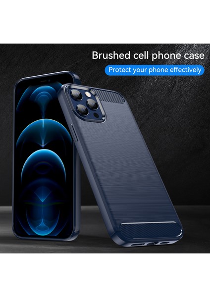 1.8mm Parmak Izi Dayanıklı Karbon Fiber Fırçalanmış Doku Arka Kılıf Esnek Tpu Kapak iPhone 12 Pro Max 6.7 Inç-Mavi (Yurt Dışından) indirimleri
