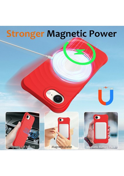 iPhone 16E Kılıfı Için Magsafe Ripple Doku Sıvı Silikon Koruyucu Kılıf ve Kayış-Kırmızı ile Uyumlu (Yurt Dışından) indirimleri