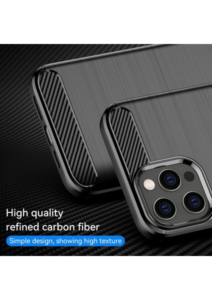 1.8mm Parmak Izi Dayanıklı Karbon Fiber Fırçalanmış Doku Arka Kılıf Esnek Tpu Kapak iPhone 12 Pro Max 6.7 Inç-Siyah (Yurt Dışından) fiyatları