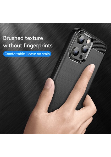 1.8mm Parmak Izi Dayanıklı Karbon Fiber Fırçalanmış Doku Arka Kılıf Esnek Tpu Kapak iPhone 12 Pro Max 6.7 Inç-Siyah (Yurt Dışından) modelleri