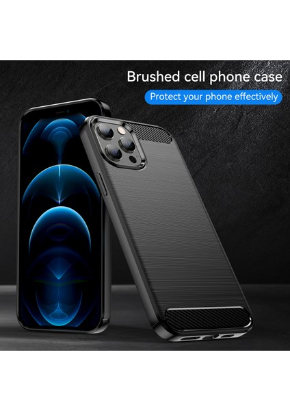 1.8mm Parmak Izi Dayanıklı Karbon Fiber Fırçalanmış Doku Arka Kılıf Esnek Tpu Kapak iPhone 12 Pro Max 6.7 Inç-Siyah (Yurt Dışından) indirimleri