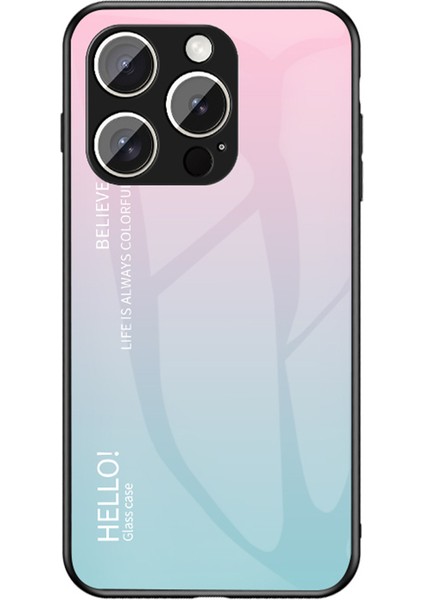 iPhone 16 Pro Max Kılıf Çizilmez Temperli Cam + Pc + Tpu Telefon Kılıfı - Degrade Pembe Mavi (Yurt Dışından)