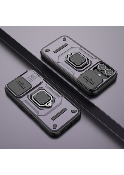 iPhone 16 Kılıf Halkalı Kickstand Pc+Tpu Telefon Kılıfı Lens Kalkanı-Mor (Yurt Dışından) indirimleri