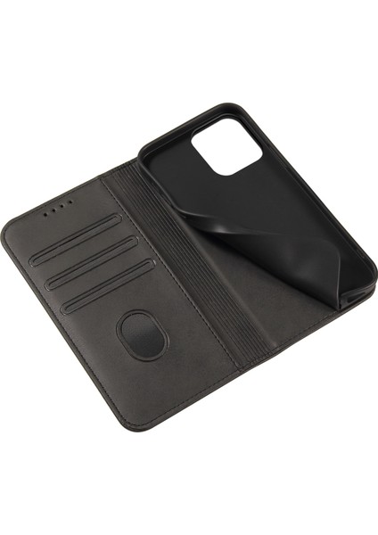 iPhone 14 Pro Max Toz Geçirmez Telefon Kılıfı Cüzdan Manyetik Deri Stand Dana Doku Telefon Kılıfı-Siyah (Yurt Dışından) indirimleri