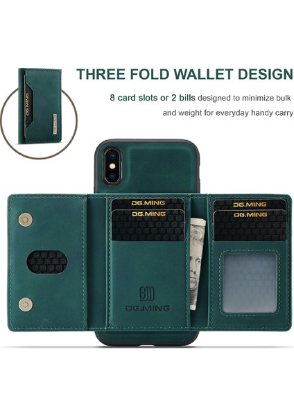 Dg.mıng M2 Serisi Manyetik Darbeye Dayanıklı Cüzdan Tasarımı Deri Kaplamalı Hibrit Kılıf Kickstand ile iPhone Xs Max 6.5 Inç-Yeşil (Yurt Dışından) indirimleri