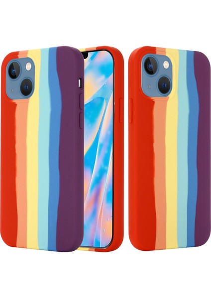 iPhone 15 Plus Gökkuşağı Ka Sıvı Silikon + Pc Arka Kapak Fiber Astar Telefon Kılıfı - Kırmızı (Yurt Dışından) modelleri