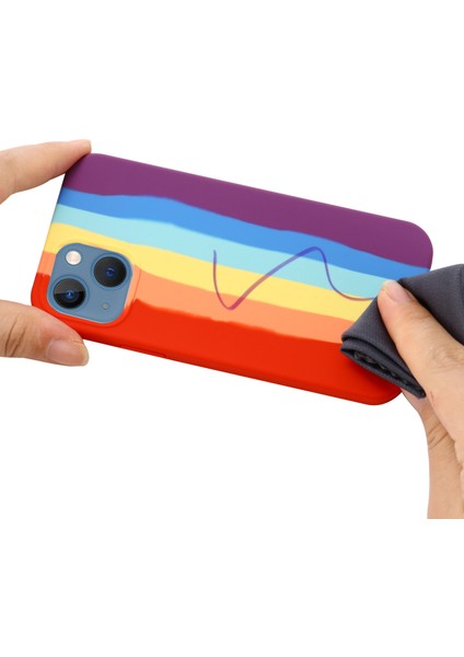 iPhone 15 Plus Gökkuşağı Ka Sıvı Silikon + Pc Arka Kapak Fiber Astar Telefon Kılıfı - Kırmızı (Yurt Dışından) fırsatları