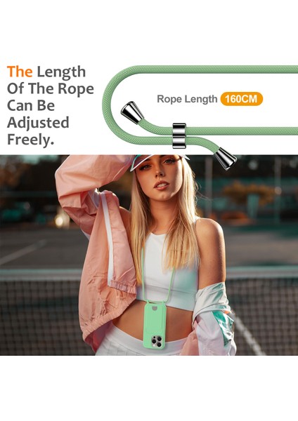 iPhone 12 Pro Max Sıvı Silikon Kılıf Kart Tutucu Çapraz Askılı Telefon Kılıfı-Yeşil (Yurt Dışından) modelleri