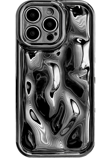 iPhone 16 Pro Max Kılıf Elektrokaplama Tpu Kabuk Meteorit Doku Telefon Kılıfı-Siyah (Yurt Dışından)