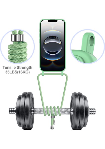 iPhone 16E Kılıfı Sıvı Silikon Kart Tutucu Arka Telefon Kılıfı Kordonlu-Yeşil (Yurt Dışından) indirimleri