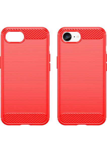 iPhone 16E Kılıfı Koruyucu Telefon Kılıfı Karbon Fiber Doku Fırçalanmış-Kırmızı (Yurt Dışından) modelleri