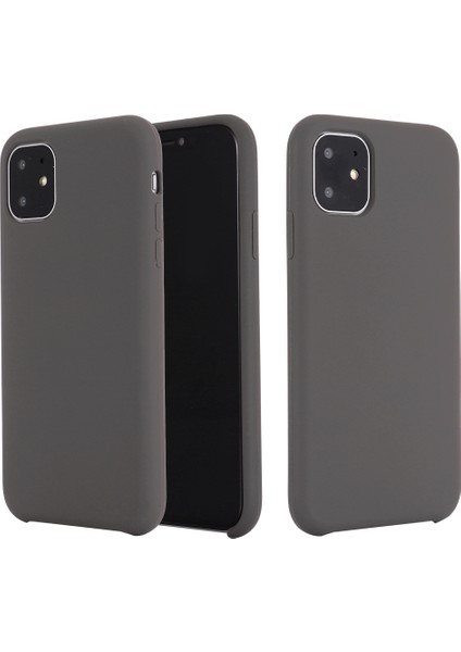 Çizilmez Yumuşak Sıvı Silikon Telefon Kabuğu Cep Telefonu Çantası Kılıfı iPhone 11 6.1 Inç (2019)-GRI (Yurt Dışından)