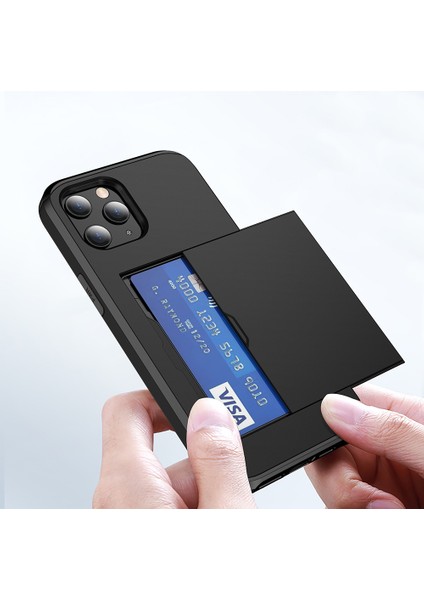 iPhone 12 Pro/12 Için Çizilmez Dayanıklı Darbeye Dayanıklı Toz Geçirmez Telefon Çantası Kapağı Sürgülü Kart Yuvası Plastik + Tpu Hibrit Kabuk Telefon Kılıfı-Gül Altını (Yurt Dışından) modelleri