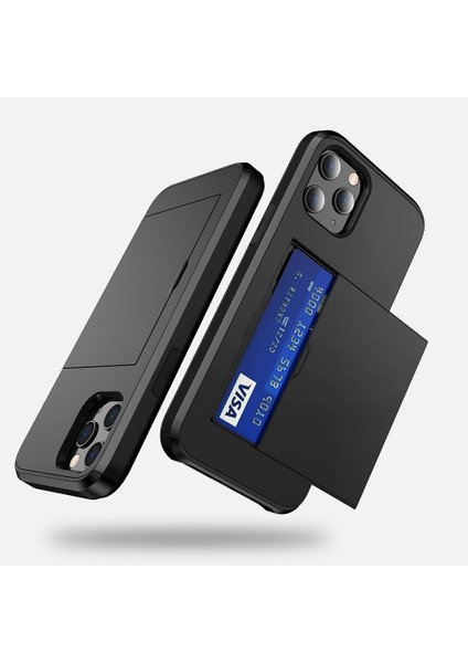iPhone 12 Pro/12 Için Çizilmez Dayanıklı Darbeye Dayanıklı Toz Geçirmez Telefon Çantası Kapağı Sürgülü Kart Yuvası Plastik + Tpu Hibrit Kabuk Telefon Kılıfı-Gül Altını (Yurt Dışından) fırsatları