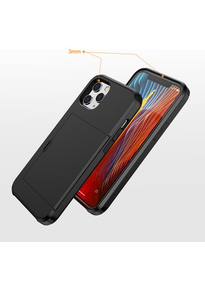 iPhone 12 Pro/12 Için Çizilmez Dayanıklı Darbeye Dayanıklı Toz Geçirmez Telefon Çantası Kapağı Sürgülü Kart Yuvası Plastik + Tpu Hibrit Kabuk Telefon Kılıfı-Gül Altını (Yurt Dışından) indirimleri