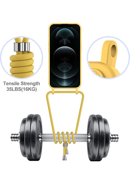 iPhone 12 Pro Max Sıvı Silikon Kılıf Kart Tutucu Çapraz Askılı Telefon Kılıfı-Sarı (Yurt Dışından) fiyatları