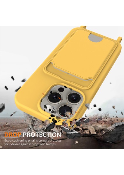 iPhone 12 Pro Max Sıvı Silikon Kılıf Kart Tutucu Çapraz Askılı Telefon Kılıfı-Sarı (Yurt Dışından) fırsatları