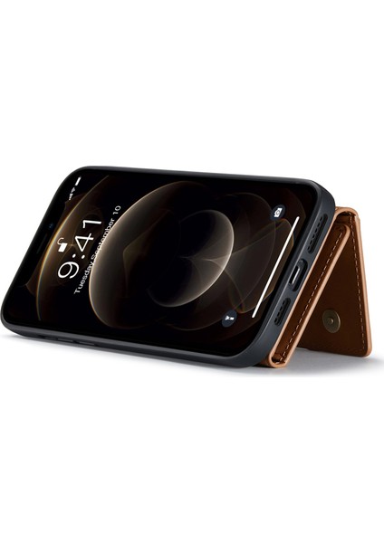 Dg.mıng M2 Serisi iPhone 14 6.1 Inç Darbeye Dayanıklı Düşmeye Karşı Manyetik Emici Ayaklı Tasarım Telefon Kılıfı Çıkarılabilir Cüzdanlı-Kahverengi (Yurt Dışından) modelleri