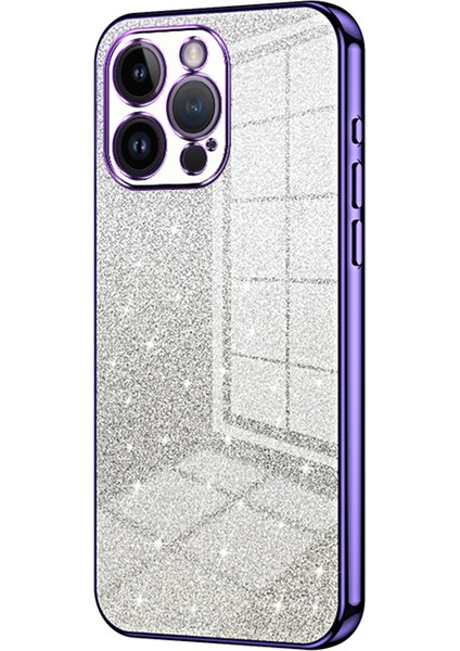 iPhone 14 Pro Max Için Precise Cutout Cep Telefonu Kılıfı Düşmeye Dayanıklı Parıltılı Tpu Kapak-Mor (Yurt Dışından)