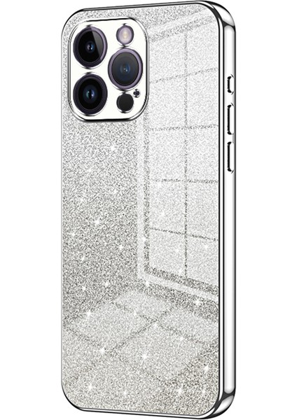 iPhone 14 Pro Max Için Hassas Kesik Cep Telefonu Kılıfı Düşmeye Dayanıklı Parıltılı Tpu Kapak-Gümüş (Yurt Dışından)