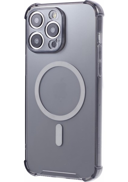 iPhone 15 Pro Manyetik Kılıf Dört Köşe Düşmeye Karşı Tpu Kapak Magsafe ile Uyumlu-Siyah (Yurt Dışından)