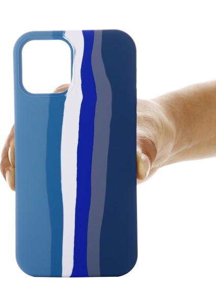 Gökkuşağı Stili Sıvı Silikon Düşmeye Dayanıklı Telefon Kılıfı iPhone 12 Pro Max 6.7 Inç-Mavi (Yurt Dışından) fiyatları