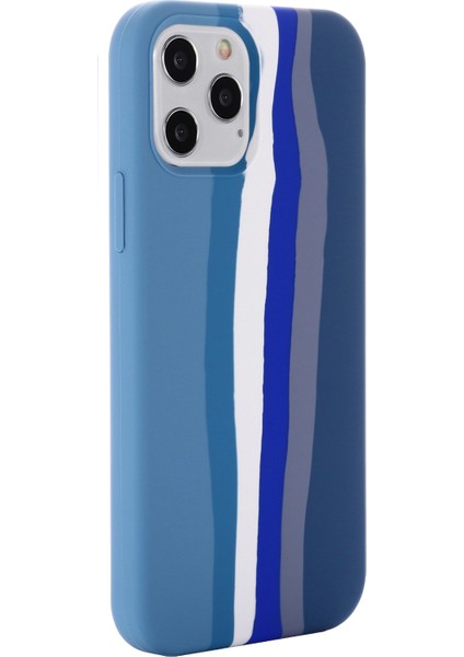 Gökkuşağı Stili Sıvı Silikon Düşmeye Dayanıklı Telefon Kılıfı iPhone 12 Pro Max 6.7 Inç-Mavi (Yurt Dışından) modelleri