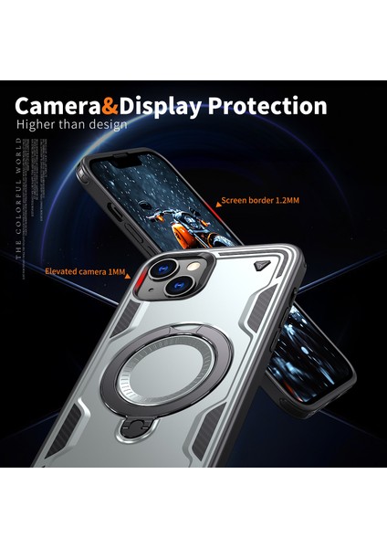 iPhone 14/13 Kılıfı Magsafe Askeri Koruma Pc+Tpu Kickstand Telefon Kılıfı-Gri ile Uyumlu (Yurt Dışından) indirimleri