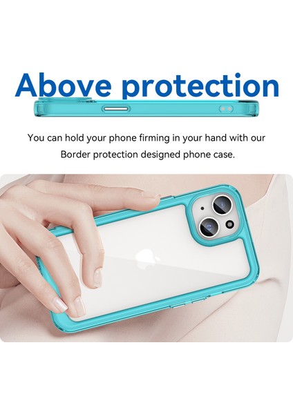 iPhone 15 Için Düşmeye Dayanıklı Tpu+Akrilik Cep Telefonu Arka Kapağı Şeffaf Koruyucu Kılıf-Şeffaf Mavi (Yurt Dışından) modelleri