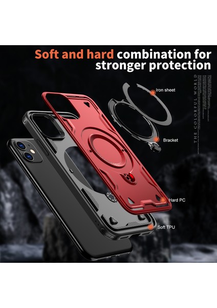 iPhone 11/xr Kılıfı Için Magsafe Askeri Koruma Pc+Tpu Kickstand Telefon Kılıfı-Kırmızı ile Uyumlu (Yurt Dışından) fırsatları