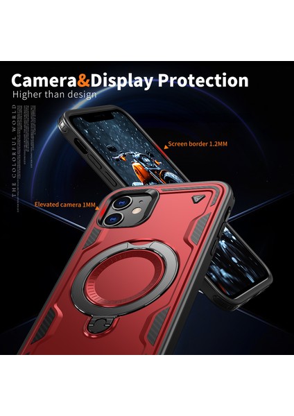 iPhone 11/xr Kılıfı Için Magsafe Askeri Koruma Pc+Tpu Kickstand Telefon Kılıfı-Kırmızı ile Uyumlu (Yurt Dışından) indirimleri