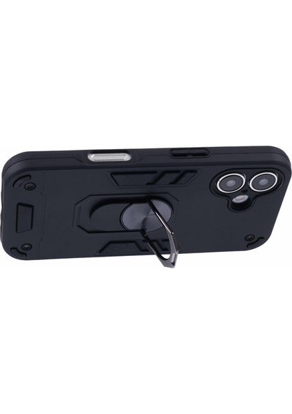 iPhone 16 Plus Kılıf Pc+Tpu Drop Defend Telefon Kılıfı Halkalı Ayaklı-Siyah (Yurt Dışından) fırsatları