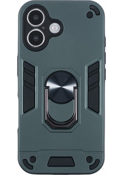 iPhone 16 Plus Kılıf Pc+Tpu Drop Defend Telefon Kılıfı Halkalı Ayaklık-Yeşil (Yurt Dışından) modelleri
