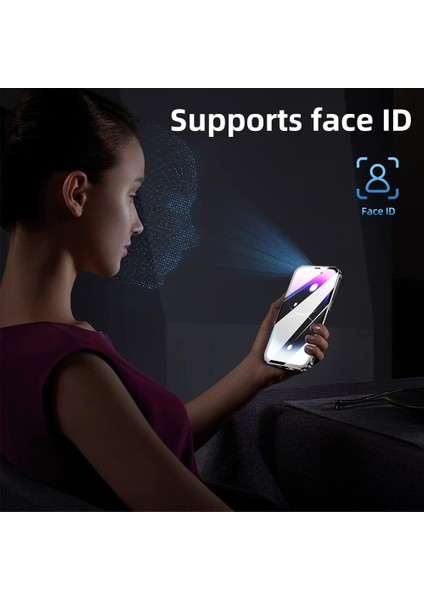 iPhone 15 Plus Için Telefon Kılıfı Manyetik Adsorpsiyon Metal Çerçeve + Çift Taraflı Temperli Cam Şeffaf Telefon Kılıfı - Mavi (Yurt Dışından) fiyatları